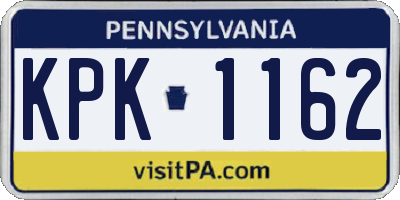 PA license plate KPK1162