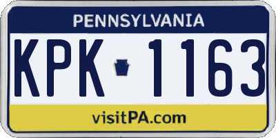 PA license plate KPK1163