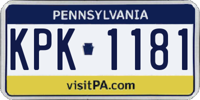 PA license plate KPK1181