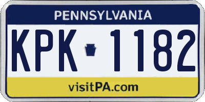 PA license plate KPK1182