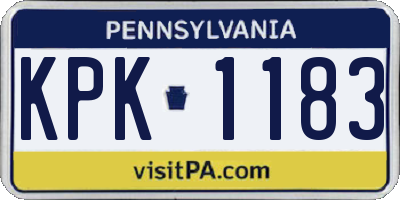 PA license plate KPK1183
