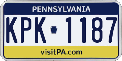 PA license plate KPK1187