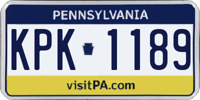 PA license plate KPK1189