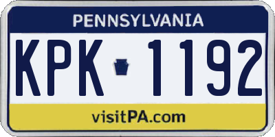 PA license plate KPK1192