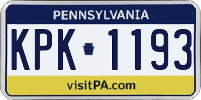 PA license plate KPK1193