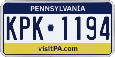 PA license plate KPK1194