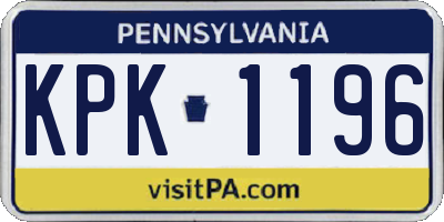 PA license plate KPK1196