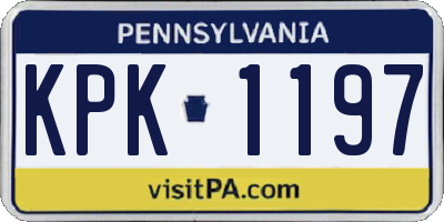 PA license plate KPK1197