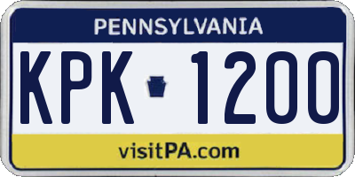 PA license plate KPK1200