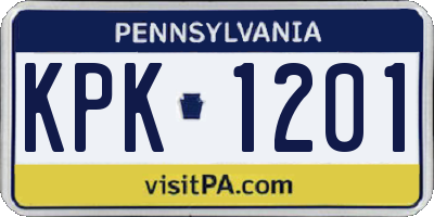 PA license plate KPK1201