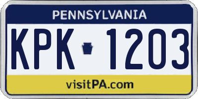 PA license plate KPK1203