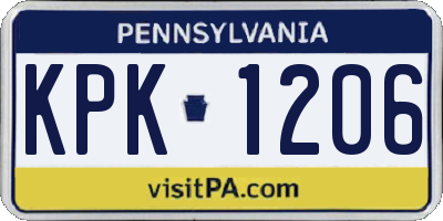 PA license plate KPK1206