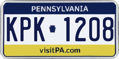 PA license plate KPK1208