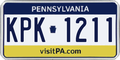 PA license plate KPK1211