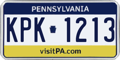 PA license plate KPK1213