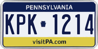 PA license plate KPK1214
