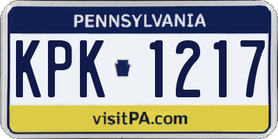 PA license plate KPK1217