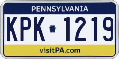 PA license plate KPK1219