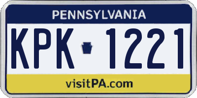 PA license plate KPK1221