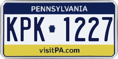 PA license plate KPK1227