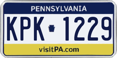 PA license plate KPK1229