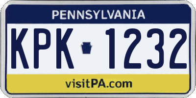 PA license plate KPK1232