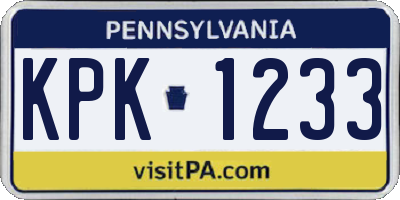 PA license plate KPK1233