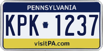 PA license plate KPK1237