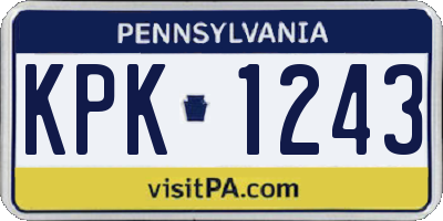 PA license plate KPK1243