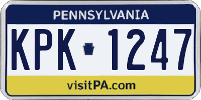 PA license plate KPK1247