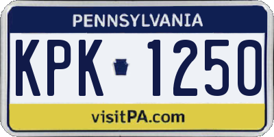 PA license plate KPK1250