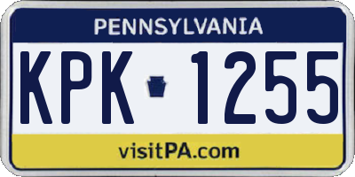 PA license plate KPK1255