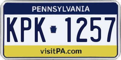 PA license plate KPK1257