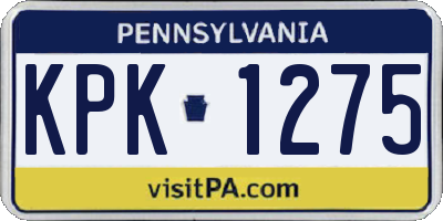 PA license plate KPK1275