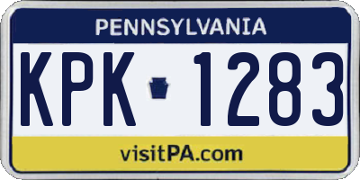 PA license plate KPK1283