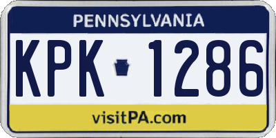 PA license plate KPK1286