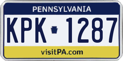 PA license plate KPK1287