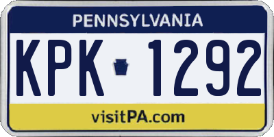 PA license plate KPK1292
