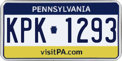 PA license plate KPK1293