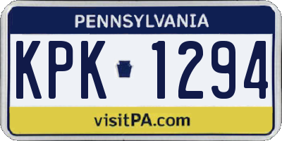 PA license plate KPK1294