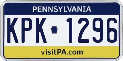 PA license plate KPK1296
