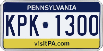 PA license plate KPK1300