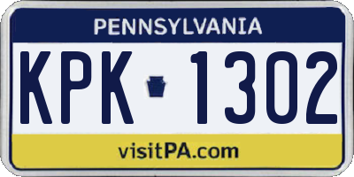 PA license plate KPK1302