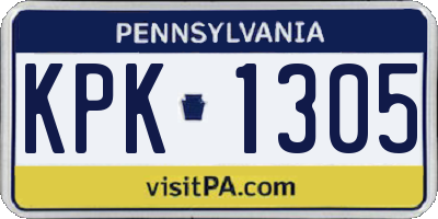 PA license plate KPK1305