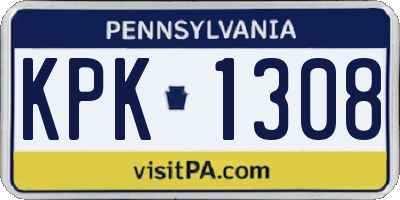 PA license plate KPK1308