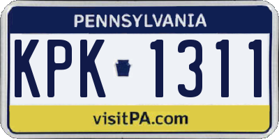 PA license plate KPK1311