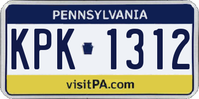 PA license plate KPK1312