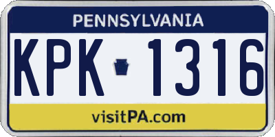 PA license plate KPK1316