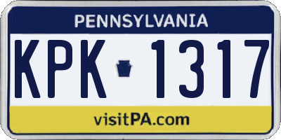 PA license plate KPK1317