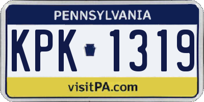 PA license plate KPK1319